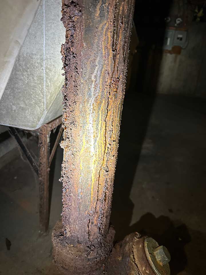 rusty cast iron pipe